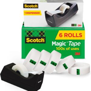 Scotch Magic Tape, 6 Rolls with Dispenser,