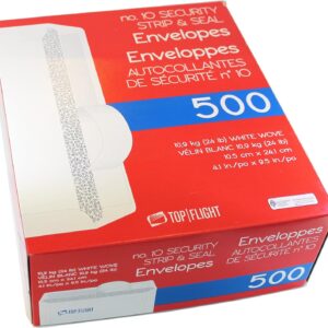 Top Flight PSTF10NWT #10 Envelopes, Strip & Seal
